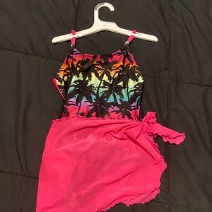 Art Class Girl’s One Piece Swimsuit with Sarong